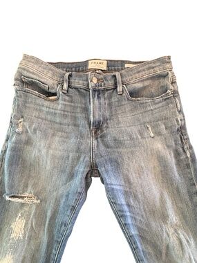 FRAME L’Homme Skinny Distressed Jeans Size 31 Light Wash Designer Denim